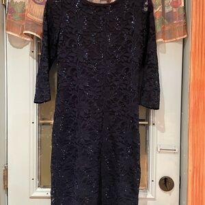 Elegant Navy Lace Dress